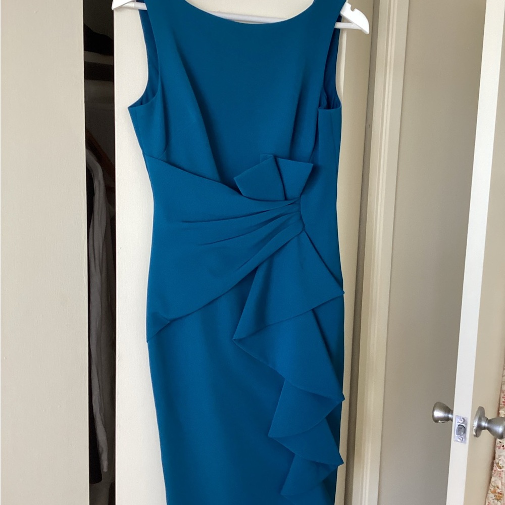 Eliza J Teal Ruffle Midi Dress
